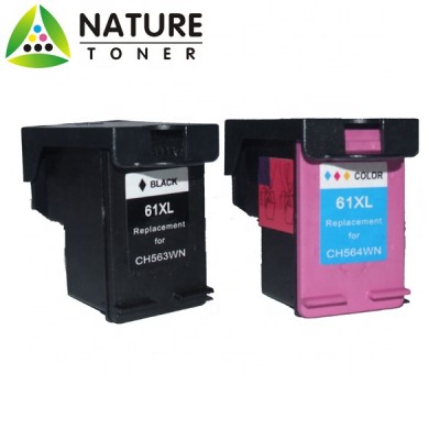 No.61XL black and color remanufactured ink cartridge for HP printer